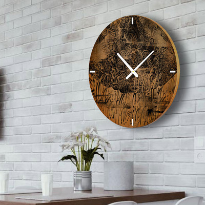 ساعت دیواری چوبی گالری چارگوش مدل cw12 دایره