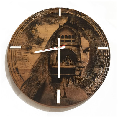 ساعت دیواری چوبی گالری چارگوش مدل cw16 دایره