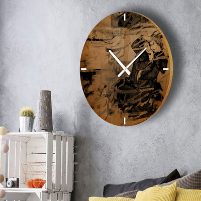 ساعت دیواری چوبی گالری چارگوش مدل cw17 دایره