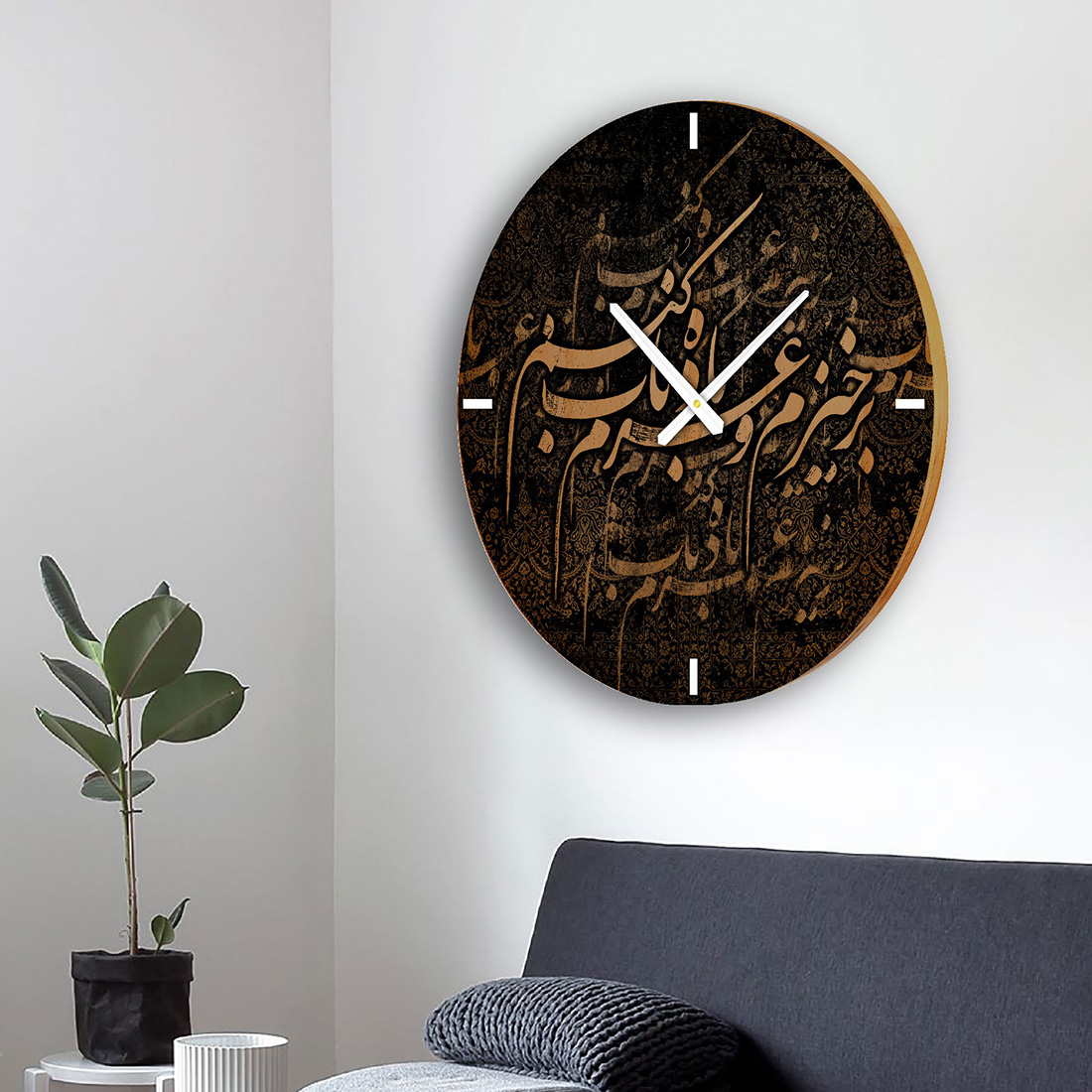 ساعت دیواری چوبی گالری چارگوش مدل cw30 دایره