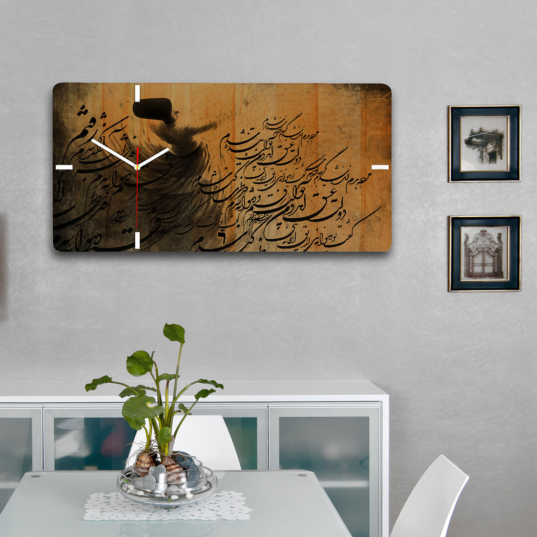 ساعت دیواری چوبی گالری چارگوش مدل RC11 مستطیل