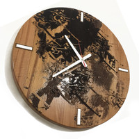 ساعت دیواری چوبی گالری چارگوش مدل cw14 دایره