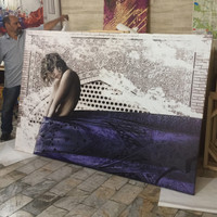 تابلو بوم نقاشیخط هنری مدرن ایرانی گالری چارگوش مدل 2553