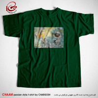 تیشرت سبز هنری ایرانی با شعر ای عشق، همه بهانه از توست برند چام 8129