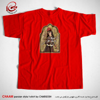 تیشرت قرمز هنری ایرانی با شعر مکن عمر ضایع به افسوس و حیف برند چام 11023