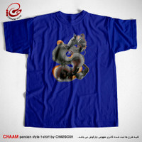 تیشرت آبی هنری ایرانی با طرح آخر این تن اسب توست برند چام 22301