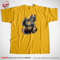 تیشرت زرد هنری ایرانی با طرح آخر این تن اسب توست برند چام 22301