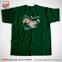 تیشرت هنری سبز ایرانی با طرح در بازار عشق جان و نور دیده ام برند چام 22302