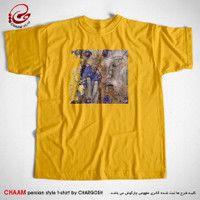 تیشرت هنری زرد ایرانی با طرح نی حدیث قصه‌های عشق مجنون می‌کند برند چام 22306