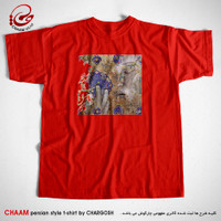 تیشرت هنری قرمز ایرانی با طرح نی حدیث قصه‌های عشق مجنون می‌کند برند چام 22306