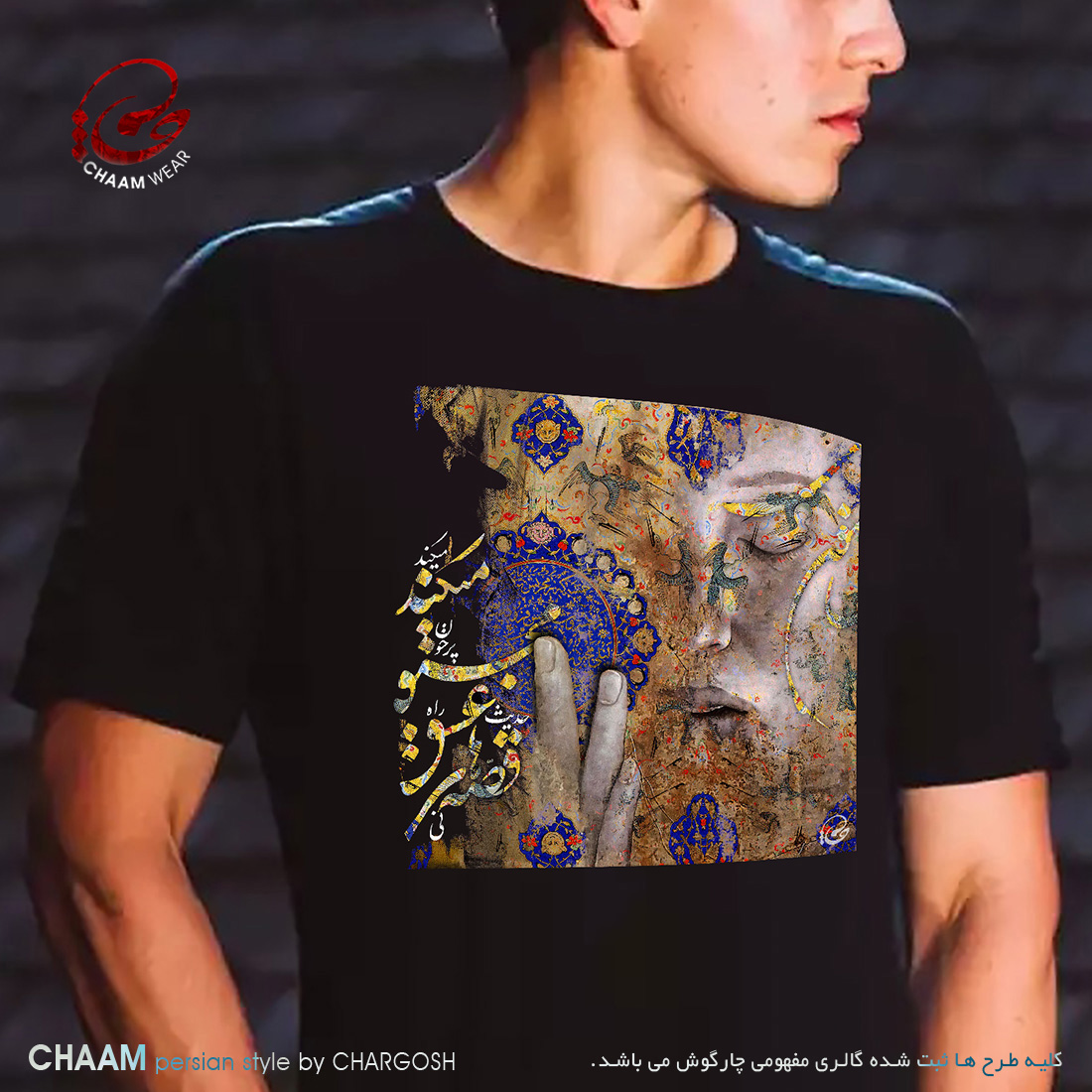 تیشرت هنری مردانه ایرانی با طرح نی حدیث قصه‌های عشق مجنون می‌کند برند چام 22306