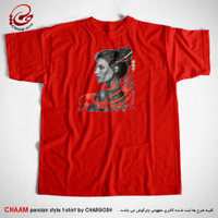 تیشرت قرمز هنری ایرانی با شعر تا منتهای کار من از عشق چون شود برند چام 22316