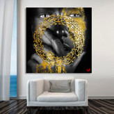 Face and Line Painting with Hafez's poem "May God bless that black eye" from Chargoosh Gallery, Model 2930