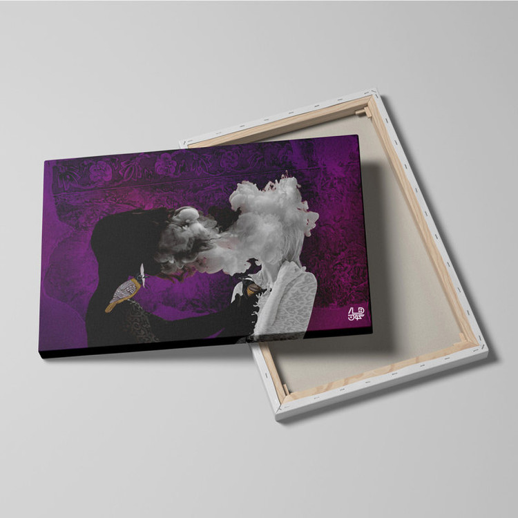 تابلو وصال دو معشوقه در حجاب مه، پرواز عشق در خاطرات از گالری چارگوش مدل