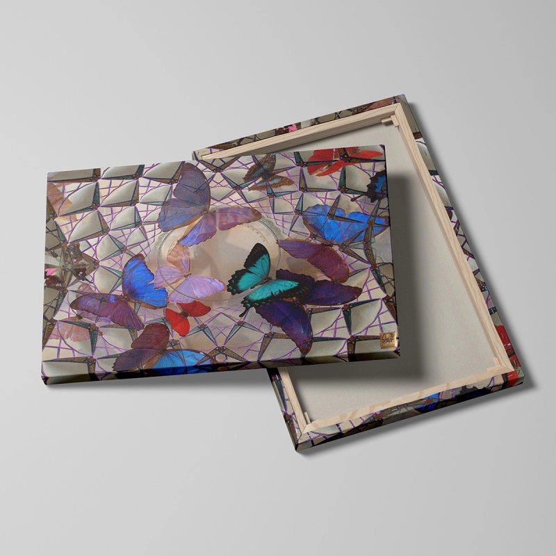 Artistic painting of the invasion of butterflies in the shadow of the Mogharnas, Chargoosh Gallery, model 2949
