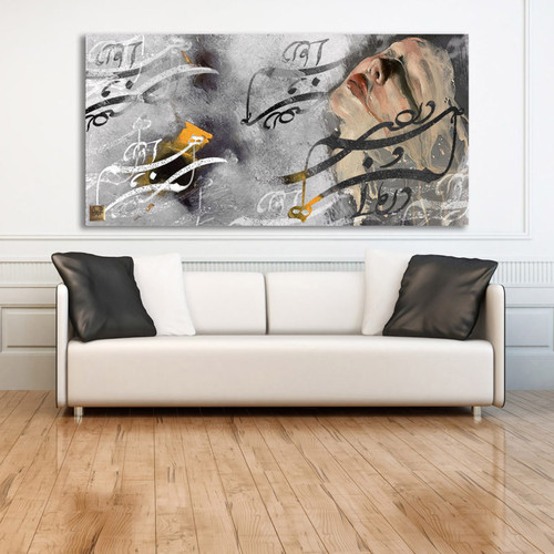 تابلو بوم نقاشیخط هنری مدرن ایرانی گالری چارگوش مدل 2905