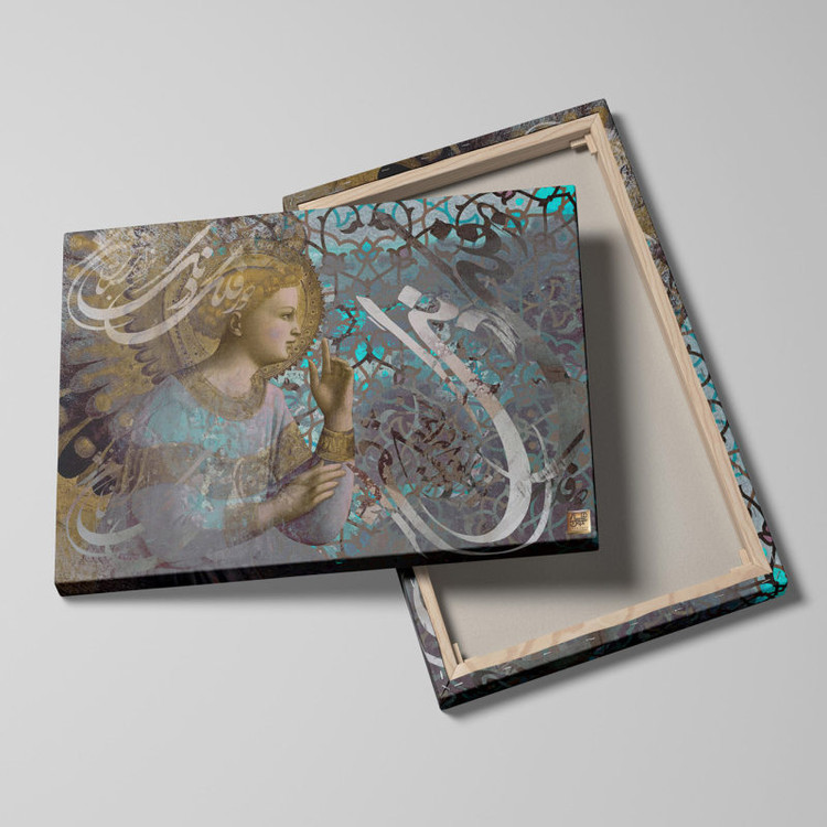 تابلو بوم نقاشیخط هنری مدرن ایرانی گالری چارگوش مدل 2730