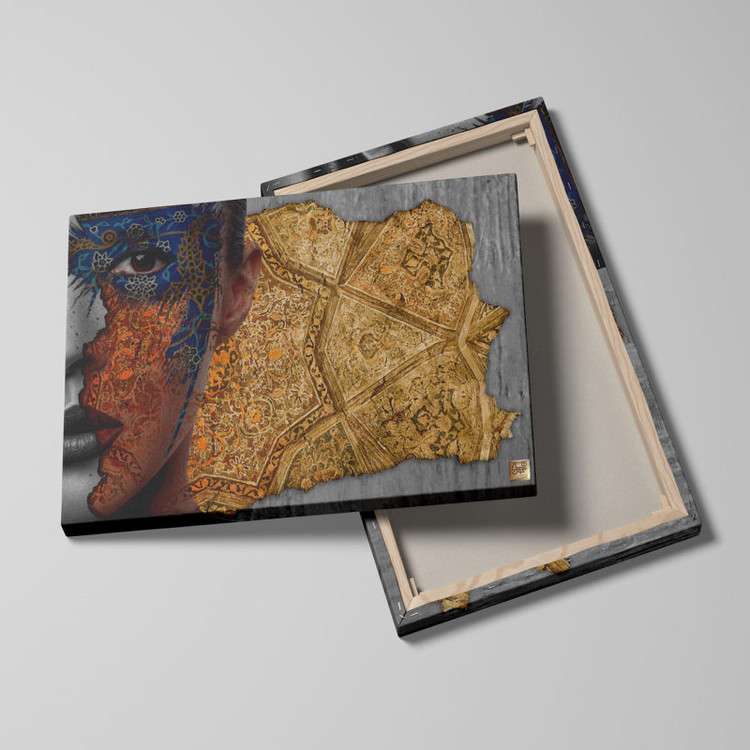 تابلو بوم نقاشیخط هنری مدرن ایرانی گالری چارگوش مدل 2585