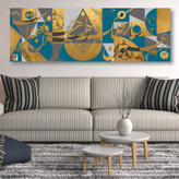 تابلوی نقاشیخط ارغنون ساز فلک تجلی شعر حافظ در هندسهی زرین هستی از گالری چارگوش مدل  2724.2