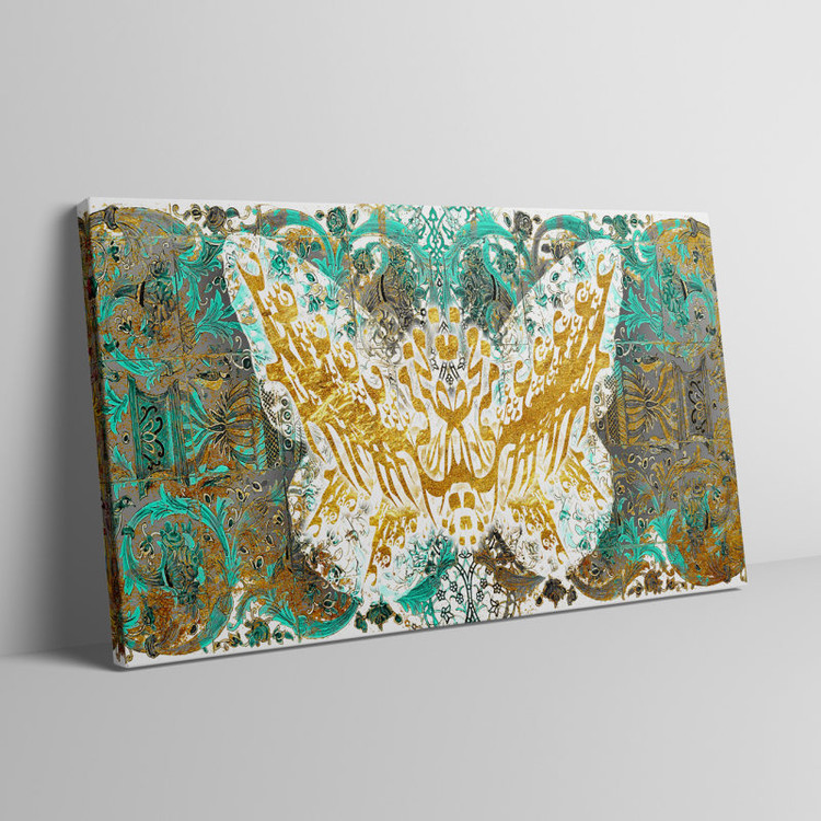 Eternal Butterfly Canvas Painting, Dance of Life on Khatire Tile from Chargoosh Gallery