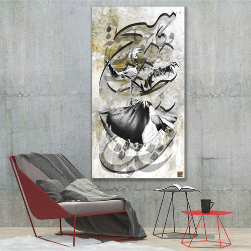 تابلو بوم نقاشیخط هنری مدرن ایرانی گالری چارگوش مدل 2920