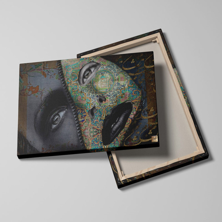 تابلو بوم نقاشیخط هنری مدرن ایرانی گالری چارگوش مدل 2524