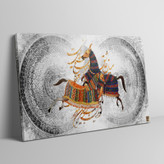 تابلو بوم دو اسب عاشق ایلاتی ایرانی در میان شعری از حافظ میانِ عاشق و معشوق هیچ حائل نیست از گالری چارگوش مدل 5560