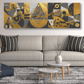 تابلوی پاناروما با خوشنویسی طلایی شعر حافظ نغمه ای در بزم هندسه از گالری چارگوش مدل 2724.1