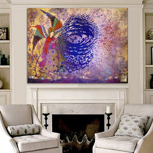 تابلوی فرشته عشق و دل تجلی عشق الهی در رقص خط و نقش اثر گالری چارگوش مدل 6421