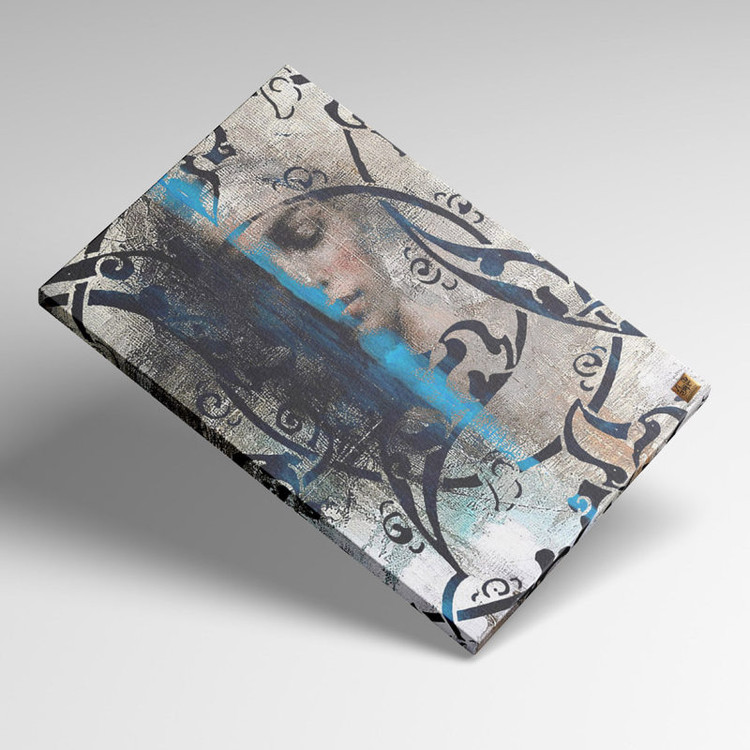 Half-hidden painting of the secret of existence and reflection of identity on the canvas of Chargoosh Gallery, model 2880