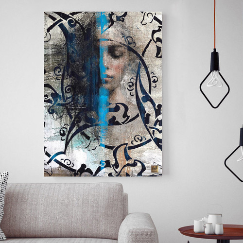 تابلو نیمه پنهان راز وجود و بازتاب هویت در بوم نقاشی گالری چارگوش مدل 2880