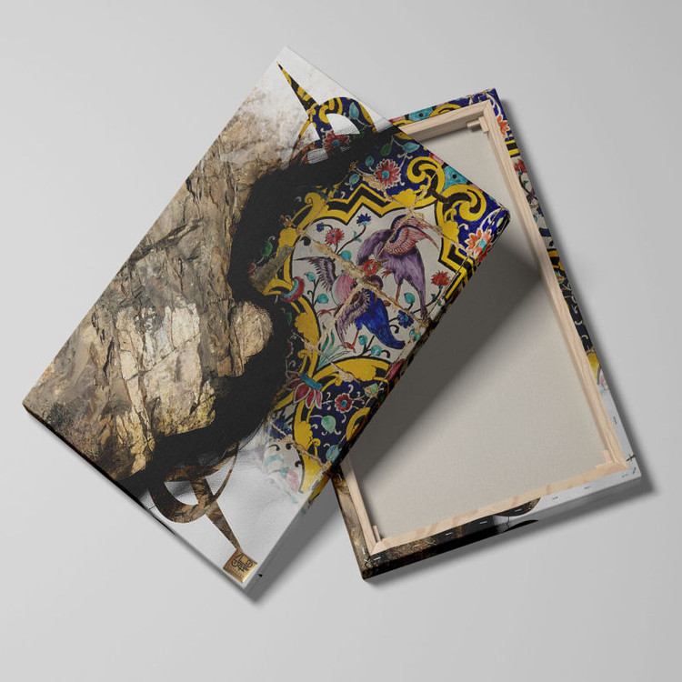 تابلو بوم نقاشیخط هنری مدرن ایرانی گالری چارگوش مدل 7228