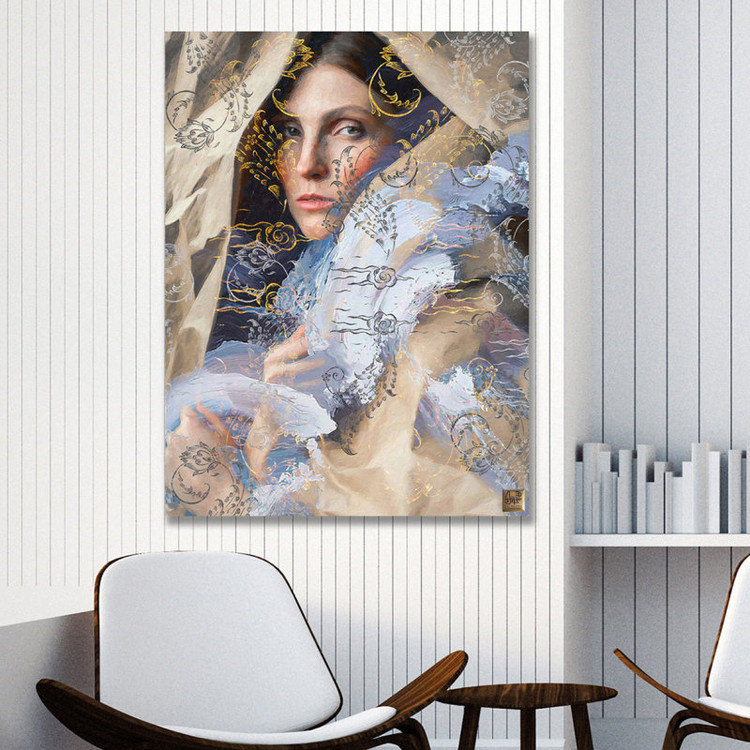 تابلو مدرن بانویی در نسیم صحرا تلاقی واقعیت و رویا از گالری چارگوش مدل 2870