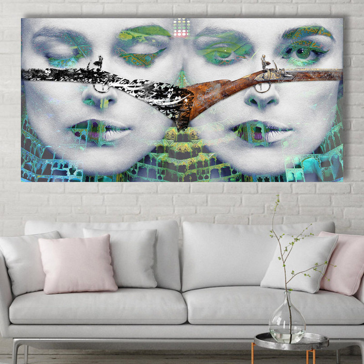 تابلو چهره و خط مدرن با شعر شمس لنگرودی دستهای تو انگار پرچمهای صلحاند مدل 2835.1