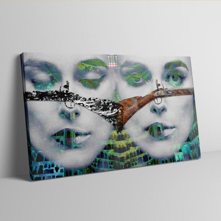 تابلو چهره و خط مدرن با شعر شمس لنگرودی