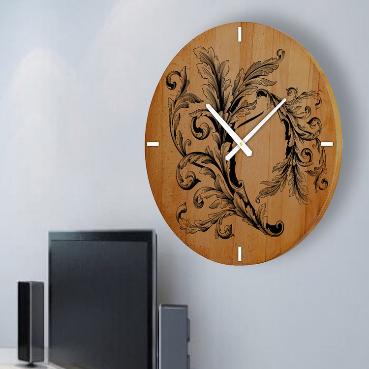 ساعت دیواری چوبی گالری چارگوش مدل cw01 دایره