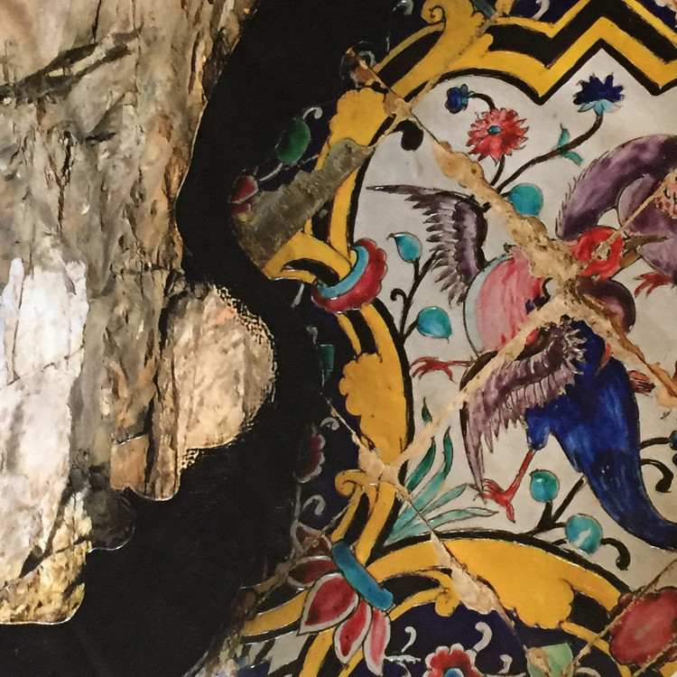 Farhad's painting "The Mountain of Sweet Love" is a visual representation of Nizami's poetry from Chargoosh Gallery, model 7228.