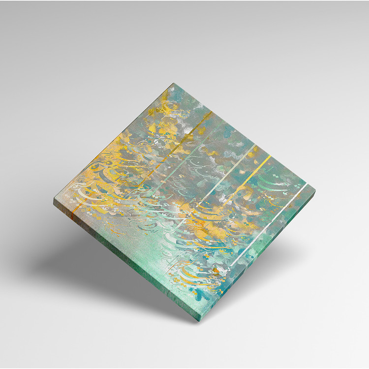 تابلو خوشنویسی و نقاشی با شعر مولانا این بار من یک بارگی در عاشقی پیچیدهام مدل 7569.2