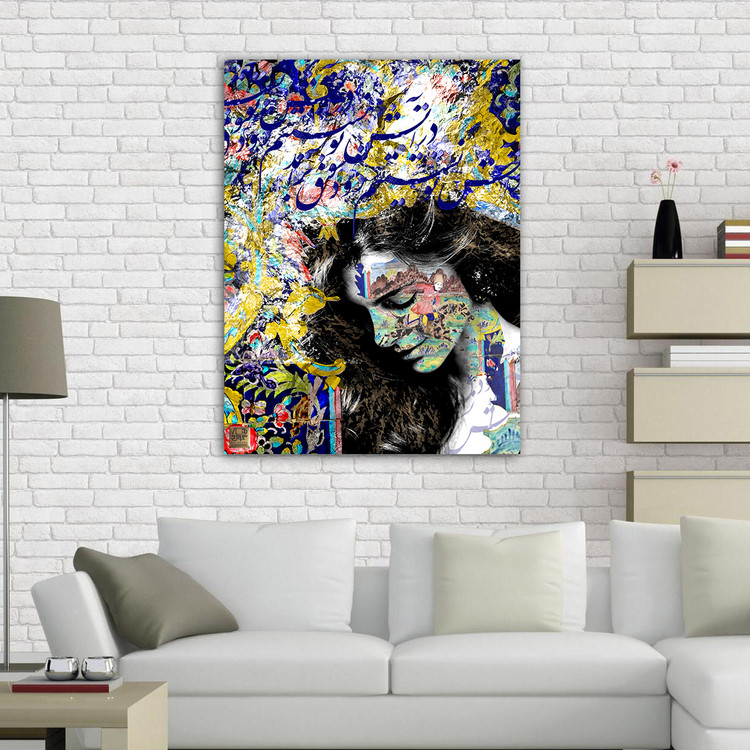 تابلو بوم نقاشیخط هنری مدرن ایرانی گالری چارگوش مدل 7217