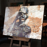 تابلو بوم نقاشیخط هنری مدرن ایرانی گالری چارگوش مدل 2535