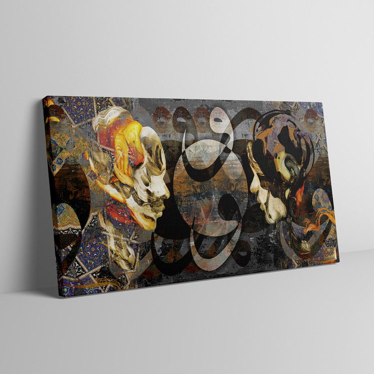 تابلوی دو چهره محو در هم سیر نمیشوم ز تو گالری چارگوش مدل 2729