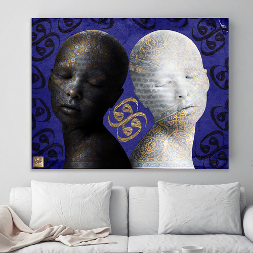 تابلوی نقاشی دوگانگی صورت در وحدت عشق پیوند روح و بدن در آیینهی هنر از گالری چارگوش مدل