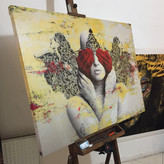 تابلو بوم نقاشیخط هنری مدرن ایرانی گالری چارگوش مدل 2745