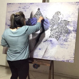 تابلو بوم نقاشیخط هنری مدرن ایرانی گالری چارگوش مدل 2745