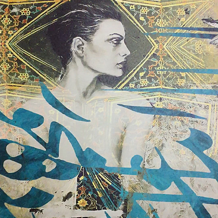 نقاشی فرشتهای در جستجوی بالهای خویشتن با شعر خیام از گالری چارگوش مدل 2778