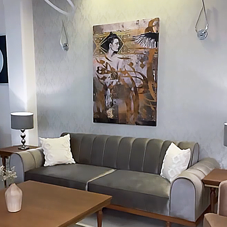 تابلو بوم نقاشیخط هنری مدرن ایرانی گالری چارگوش مدل 2778