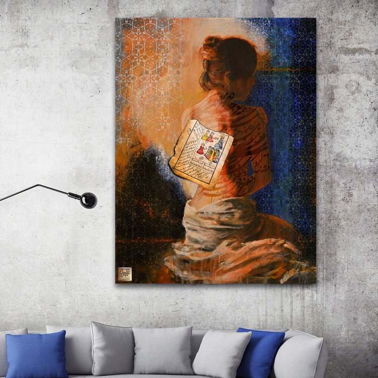 تابلو بوم نقاشیخط هنری مدرن ایرانی گالری چارگوش مدل 5549