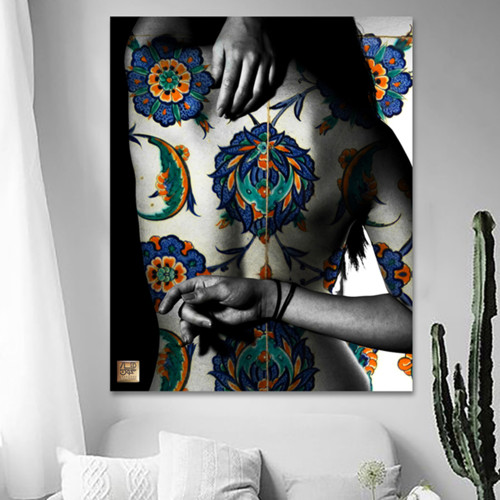 تابلو بوم نقاشیخط هنری مدرن ایرانی گالری چارگوش مدل 5566