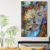 تابلو بوم نقاشیخط هنری مدرن ایرانی با شعر ته کت نازنده چشمان سرمه سائی از گالری چارگوش مدل 2211