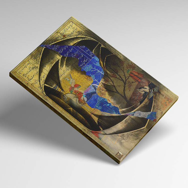 تابلو ایرانی قرار خسرو شیرین را در چشمه سار با الهام از شعر نظامی اثر گالری چارگوش مدل 2213